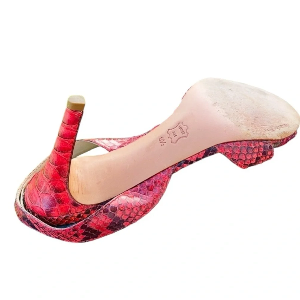 Alexander Birman Red Python Snakeskin Print Slingback Heels 9.5